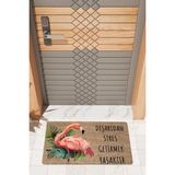 Rug Mood Modern Dijtal Baskı Flamingo Paspas Kapı Önü Paspası - Pembe - Kahve - 45 x 70 cm