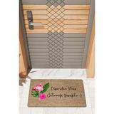 Rug Mood Modern Dijtal Baskı Flamingo Strs Getirmek Yasaktır Kapı Önü Paspası - Kahve - Pembe - 45 x 70 cm