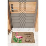 Rug Mood Modern Dijtal Baskı Flamingo Strs Kapı Önü Paspası - 45 x 70 cm - Kahve - Yeşil