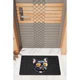 Rug Mood Modern Dijtal Baskı Siyah Gözlüklü Siyah Köpek Kapı Önü Paspası - 45 x 70 cm