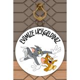 Rug Mood Modern Kapı Süsü Beyaz Tom ve Jerry Kaçan Dış Mekan Kapı Süsü