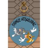 Rug Mood Modern Kapı Süsü Mavi Tom ve Jerry Kaçan Dış Mekan Kapı Süsü