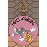 Rug Mood Modern Kapı Süsü Pembe Tom ve Jerry Kaçan Dış Mekan Kapı Süsü