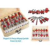 Rugad 12 Parça Ahşap Çantalı Freze Uç Seti 6Mm Yüksek Kalite Ahşap İşleme Araçları