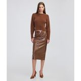 Rugan Görünümlü Midi Etek IW6250004144041 - Kahverengi - 34