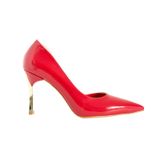 Rugan Kadın Topuklu Stiletto Ayakkabı 9 Cm Altın Kaplama Topuk Vegan Deri Günlük ve Özel Gün Şık Rahat Tasarım (Kırmızı, EU Ayakkabı Beden Sistemi, Yetişkin, Kadın, Sayısal, Orta, 35)