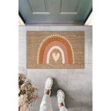 Rugmood Modern Dijital Baskı Paspas - Kalpli Bohem Paspas - Kapı Önü Paspası 70x45cm