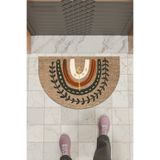 Rugmood Modern Dijital Paspas Kahverengi Püsküllü Gökkuşağı Kapı Önü Paspası