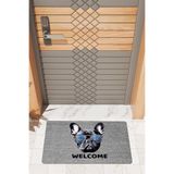 Rugmood Modern Dijtal Baskı Gri Gözlüklü Bulldog Kapı Önü Paspası