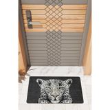 Rugmood Modern Dijtal Baskı Siyah Kaplan Kapı Önü Paspası