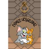 Rugmood Modern Kapı Süsü Kahverengi Tom ve Jerry Karşılama Dış Mekan Kapı Süsü