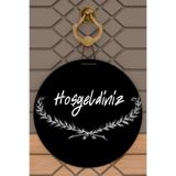 Rugmood Modern Kapı Süsü Siyah Zemin Dallı Hoşgeldiniz Dış Mekan Kapı Süsü