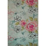 rugs modern Açık Mavi Temalı Çok Renkli Çiçekler ve Gül Desenli Modern Dekoratif Halı 5031, 140 x 200