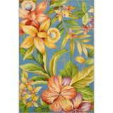 rugs modern Açık Mavi Temalı Çok Renkli Yaprak ve Çiçek Desenli Modern Dekoratif Halı 5024, 140 x 200