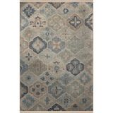 rugs modern Açık Mavi Temalı Karma Çiçek Desenli Saçaklı Vintage Dekoratif Halı 3138, 140 x 200
