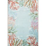 rugs modern Açık Mavi Temalı Su Altı Balık ve Bitki Desenli Kreatif Modern Dekoratif Halı 3432, 80 x 200