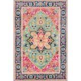 rugs modern Açık Mavi Ve Pembe Temalı Geleneksel Motif Desenli Vintage Dekoratif Halı 4669, 120 x 120