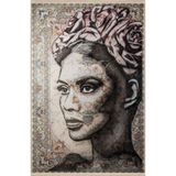 rugs modern Açık Ton Bej Temalı Motifli Soyut Kadın Portre Desenli Kreatif Modern Dekoratif Halı 2502, 100 x 200