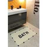 rugs modern Bath Siyah Ponpon Detaylı Yazılı Banyo Paspası 90×57, 90 x 57