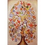 rugs modern Bej Temalı Soyut Ağaç ve Çiçek Desenli Kreatif Vintage Dekoratif Halı 2886, 100 x 250