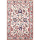 rugs modern Botanik Kırmızı Turuncu Geometrik Temalı Desenli Dokuma Taban Halı Ve Yıkanabilir Halı Aloha38, 150 x 150
