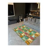 rugs modern Botanik Tema Kareli Dijital Baskı Dekoratif Dokuma Taban Halı Mira 1286, 155 x 230