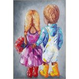 rugs modern Çift Küçük Tatlı Erkek ve Kız Desenli Dokuma Taban Yıkanabilir Halı miravip8703, 100 x 200