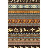 rugs modern Çok Renkli Etnik Motif ve Antilop Hayvan Figür Desenli Vintage Dekoratif Halı 4831, 100 x 250