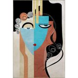 rugs modern Çok Renkli Etnik Temalı Sürrealist Portre Desenli Modern Dekoratif Halı 2269, 140 x 200