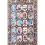 rugs modern Çok Renkli Floral Çiçek Kuş ve İnsan Figürü Desenli Vintage Dekoratif Halı 4965, 100 x 250
