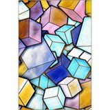 rugs modern Çok Renkli Geometrik Küp Desenli Kreatif Modern Dekoratif Halı 4672, 155 x 230