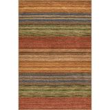 rugs modern Çok Renkli Hasır Tasarım Çizgi Desenli Saçaklı Modern Dekoratif Halı 3164, 120 x 120