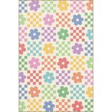 rugs modern Çok Renkli Kare Geometrik ve Çiçek Desenli Kreatif Modern Dekoratif Halı 5218, mira5218-140x200