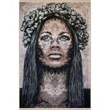 rugs modern Çok Renkli Motifli Soyut Kadın Portre ve Çiçek Desenli Kreatif Modern Dekoratif Halı 2511, 100 x 200