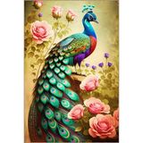 rugs modern Çok Renkli Pembe Gül Sürrealist Yeşil Tavus Kuşu Desenli Kreatif Modern Dekoratif Halı 2053, 80 x 150