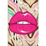 rugs modern Çok Renkli Retro Tasarım Pembe Dudak Desenli Kreatif Modern Dekoratif Halı 4993, 100 x 200