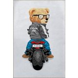 rugs modern Çok Renkli Retro Temalı Motorlu Ayıcık Desenli Kreatif Modern Dekoratif Halı 2277, 120 x 180