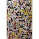 rugs modern Çok Renkli Soyut Tasarım Retro Göz Çiçek ve Gitar Desenli Modern Dekoratif Halı 2724, 100 x 150