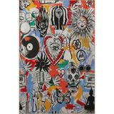 rugs modern Çok Renkli Soyut Tasarım Retro Kurukafa Göz Kelebek Desenli Modern Dekoratif Halı 2719, 100 x 150