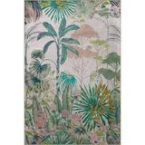 rugs modern Çok Renkli Tropikal Temalı Çiçek ve Ağaç Desenli Modern Dekoratif Halı 2712, 100 x 250