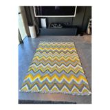 rugs modern Cotton 543 Sarı Ve Gri Zigzag Desenli Kilim, 77 x 150