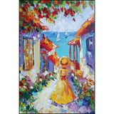 rugs modern Deniz Manzaralı Küçük Tatlı Kız Desenli Dokuma Taban Yıkanabilir Halı miravip8702, 120 x 200