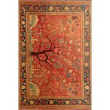 rugs modern Dido 2 Koleksiyonu Kırmızı Temalı Sonbahar Ağaç Yaprak Desenli Saçaklı Vintage Dekoratif Halı 3258, 140 x 200