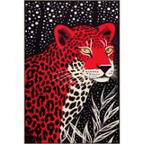 rugs modern Dido 2 Koleksiyonu Siyah Kırmızı Temalı Soyut Leopar Desenli Kreatif Modern Dekoratif Halı 3227, 140 x 200