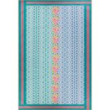 rugs modern Dikine Mavi Çizgili Çiçek Motifli Desenli Yıkanabilir Dokuma Taban Halı miravip1061, 140 x 200