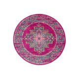 rugs modern Fuşya Pembe Etnik Ve Vintage Tema Dokuma Taban Yuvarlak Halı Mira 1388, 80 x 80