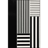 rugs modern Geometrik Modern Siyah Temalı Desenli Dokuma Taban ve Yıkanabilir Halı miravip9542, 140 x 200