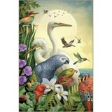 rugs modern Goblen Tasarım Çok Renkli Papağan Leylek ve Gökyüzü Desenli Vintage Dekoratif Halı 3568, 140 x 200