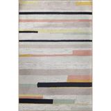 rugs modern Gri Bej Temalı Şerit Çizgi Desenli Modern Dekoratif Halı 2177, 140 x 200