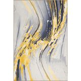 rugs modern Gri Sarı Temalı Soyut Boya Sıçratma Desenli Modern Dekoratif Halı 3994, 75 x 240